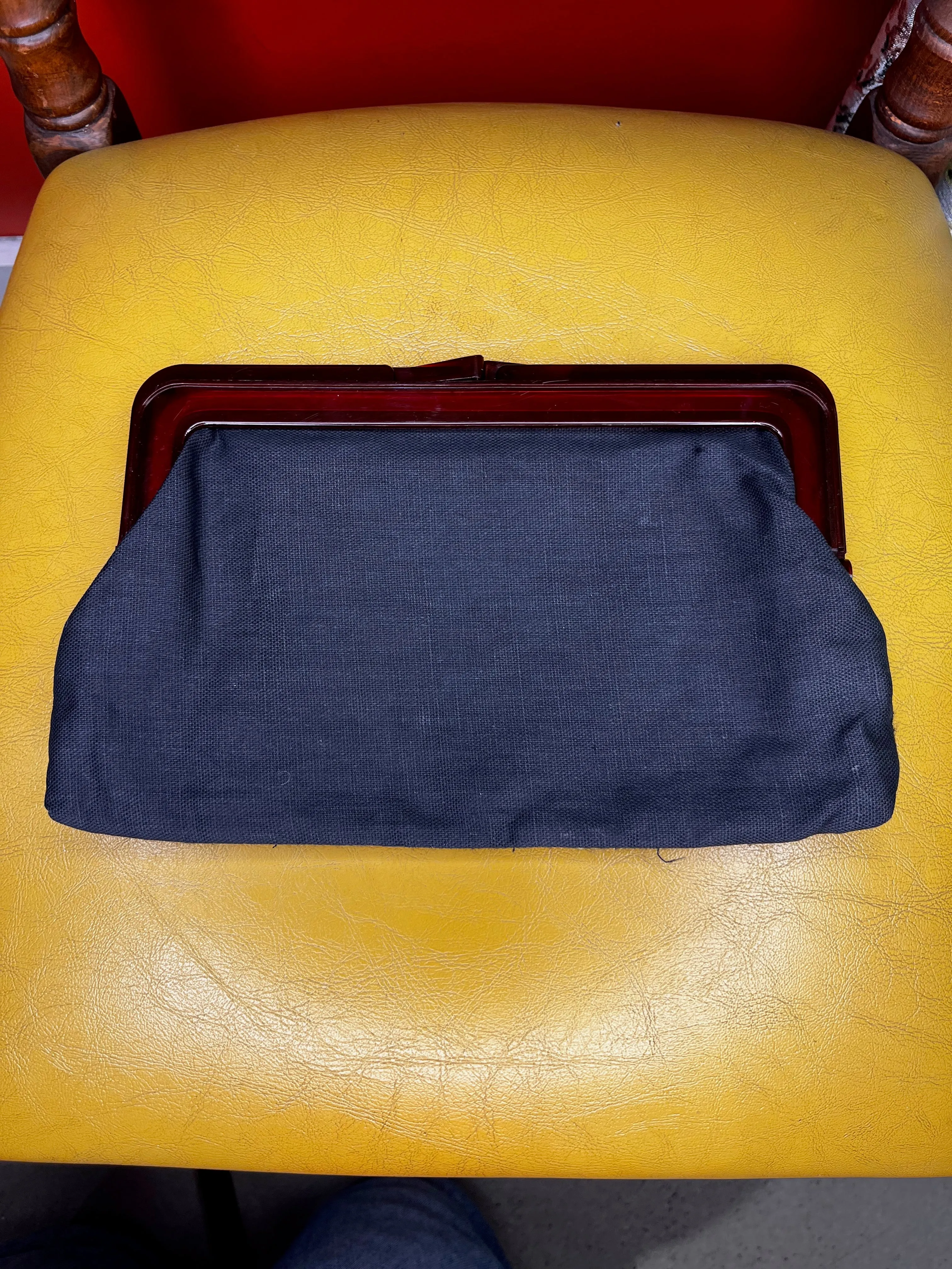 60's Black Floral Tapestry Clutch
