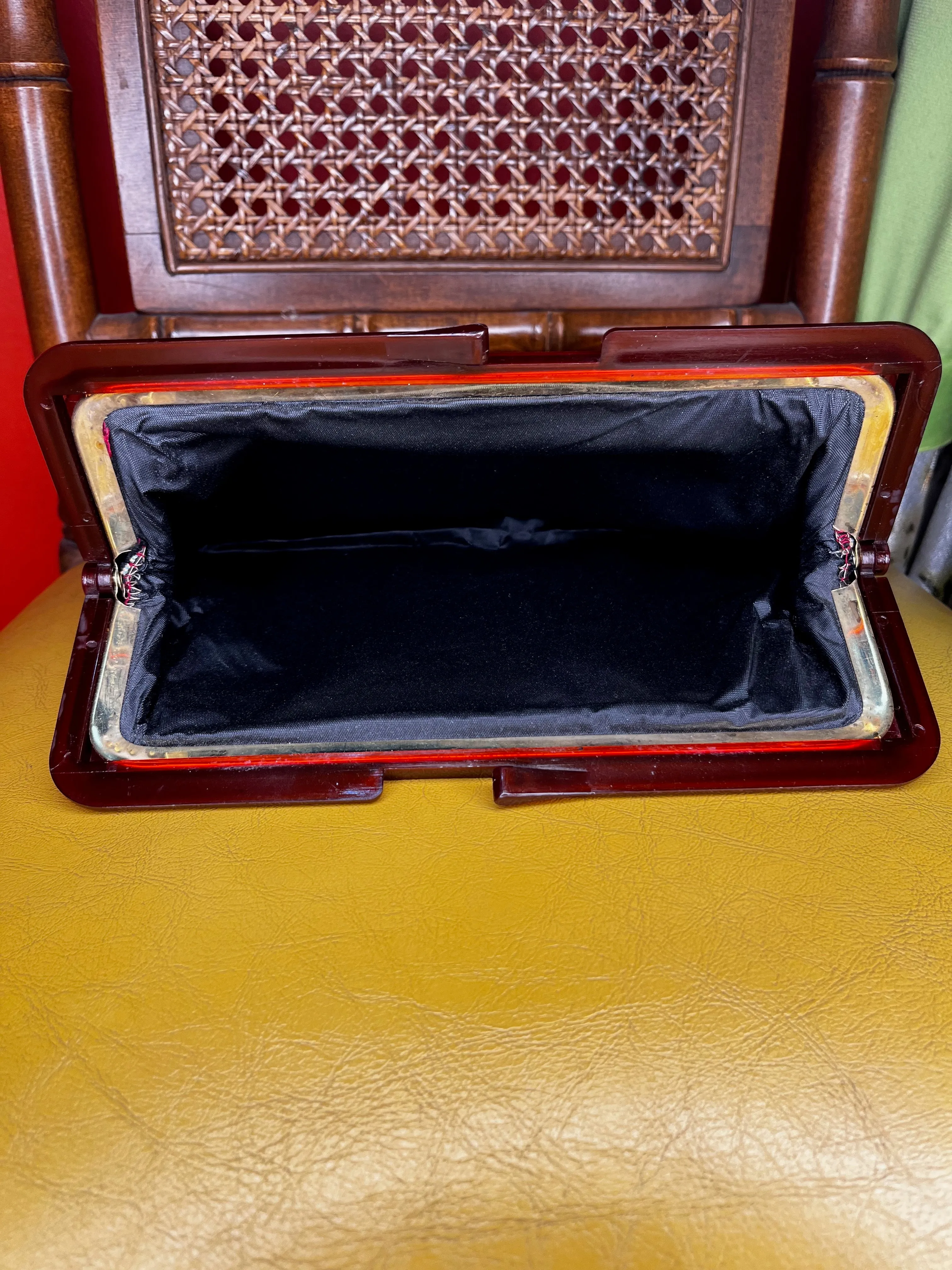 60's Black Floral Tapestry Clutch