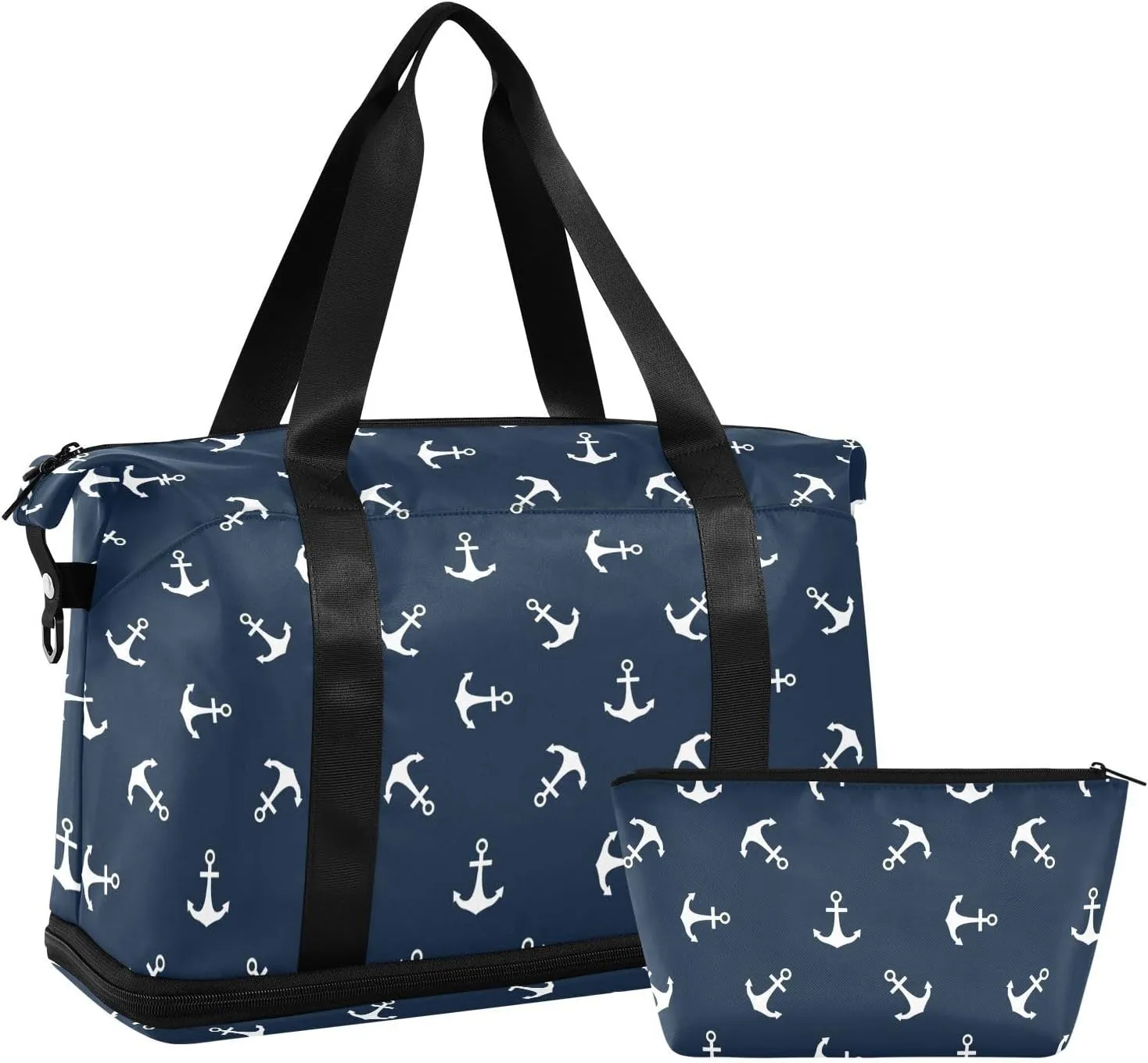 ALAZA Nautical Ocean Sea Anchor Travel Duffel Bag for Women Men Sports Gym Bag with Shoe Compartment Tote Weekender Overnight Bag with Wet Pocket for Travel, Gym,Yoga,Swimming