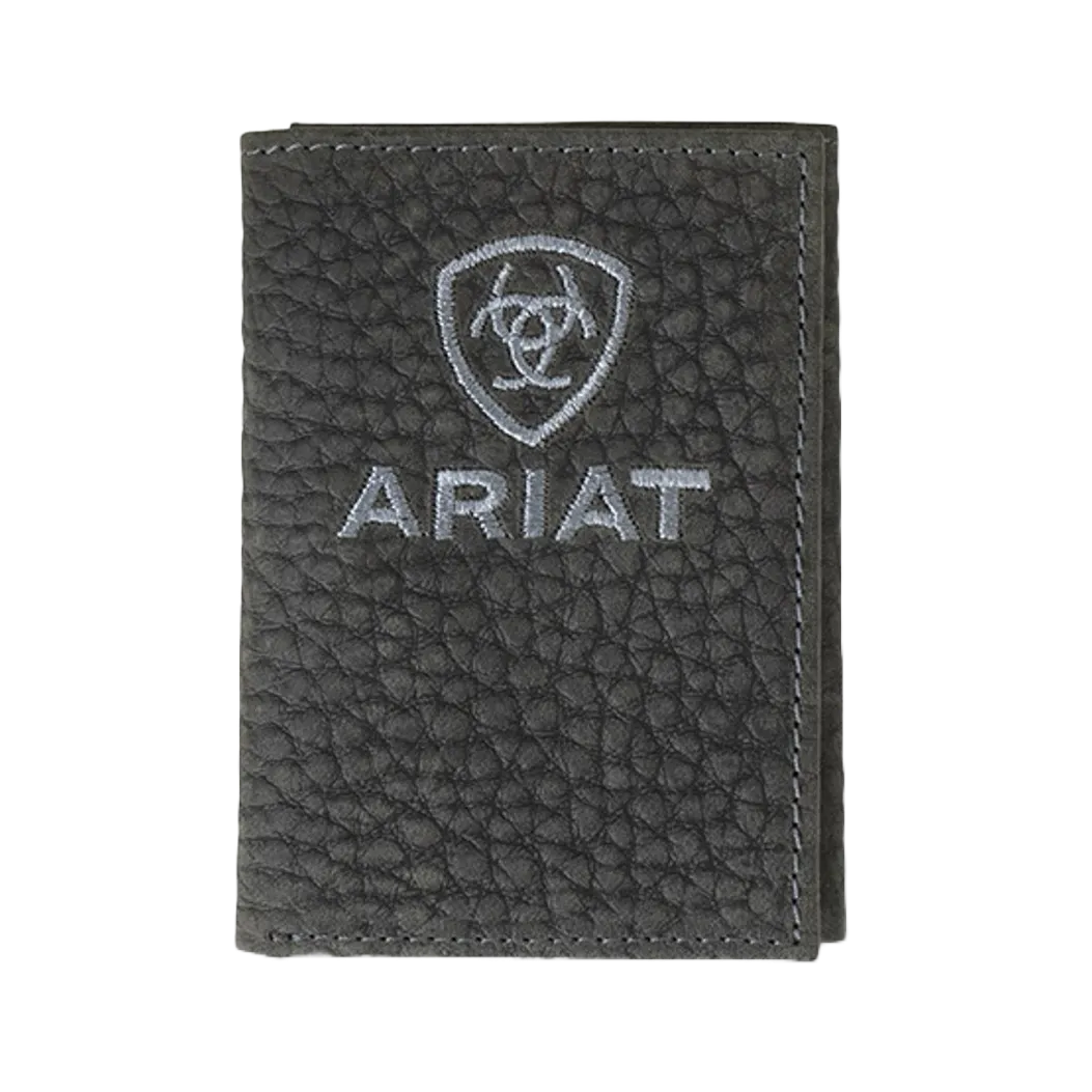 Ariat Black Trifold Bull Hide Embroidered Wallet A3556401