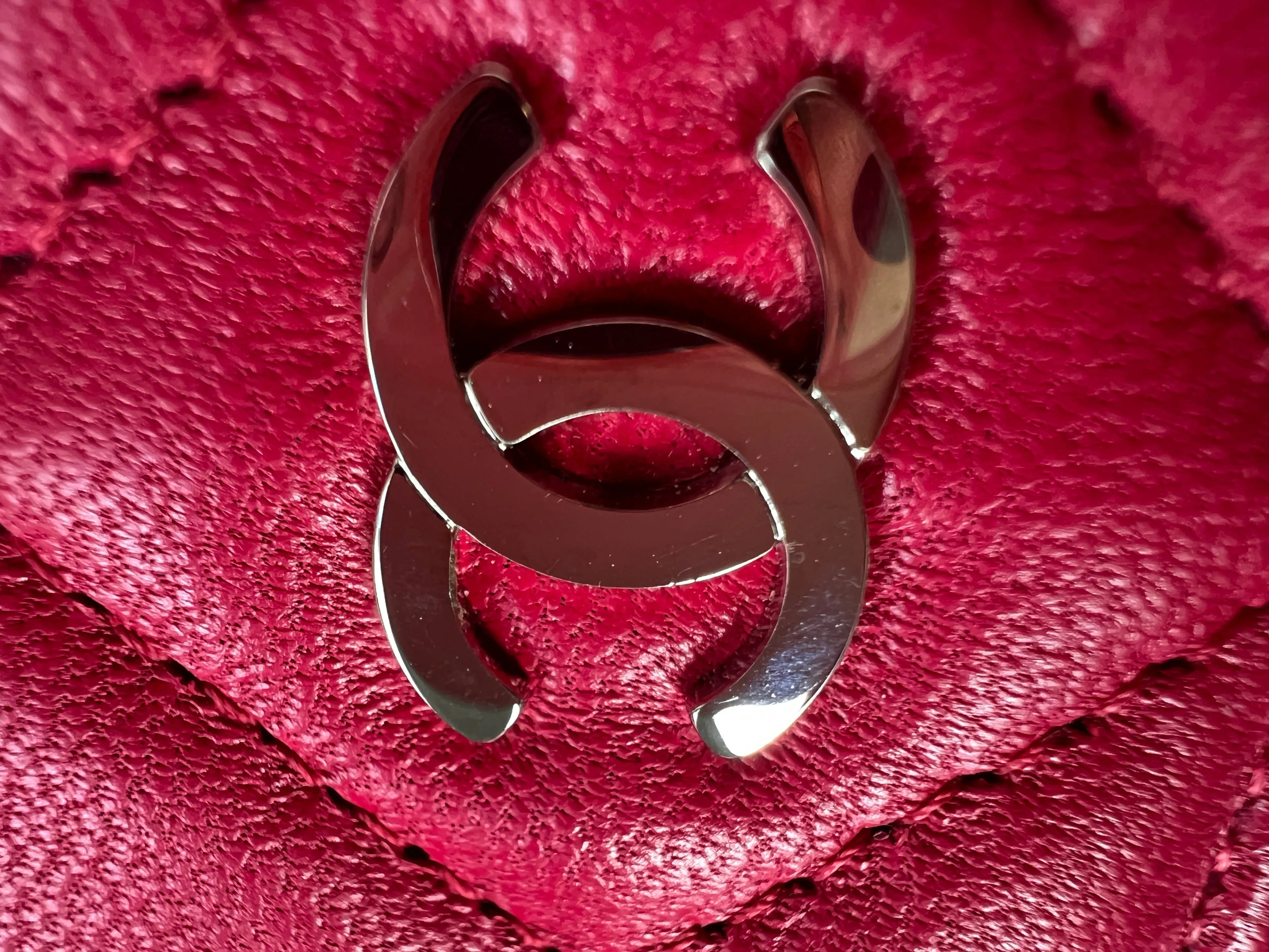 Chanel Classic Quilted Yen Bifold Wallet in Raspberry Red Lambskin and Silver Hardware