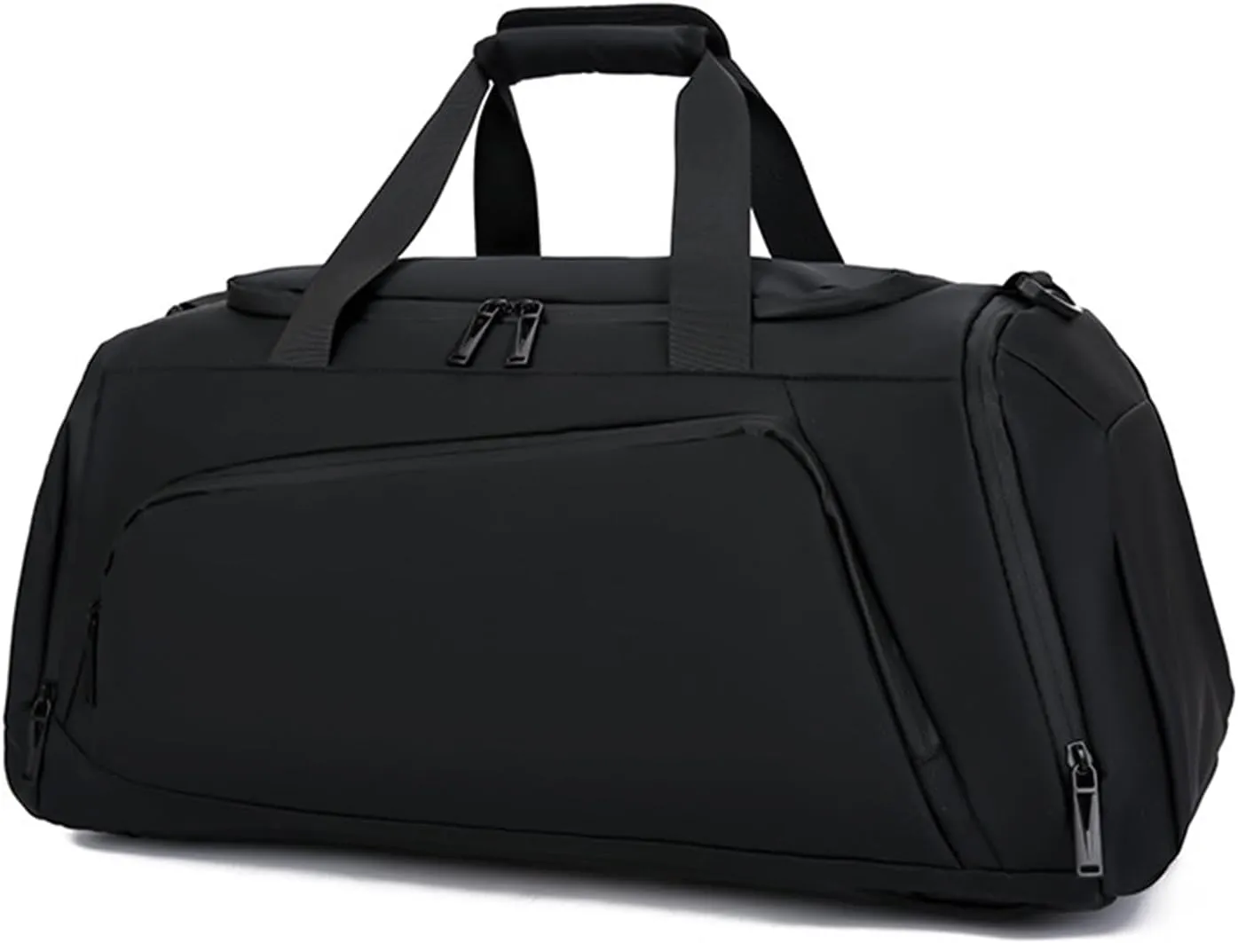 IVESIGN Travel Duffel Bag for Men & Women, Carry On Weekender Bag, Multi-functional Gym Bag with Shoe Compartment, Lightweight Sport Backpack, Overnight Travel Bag, Black Small