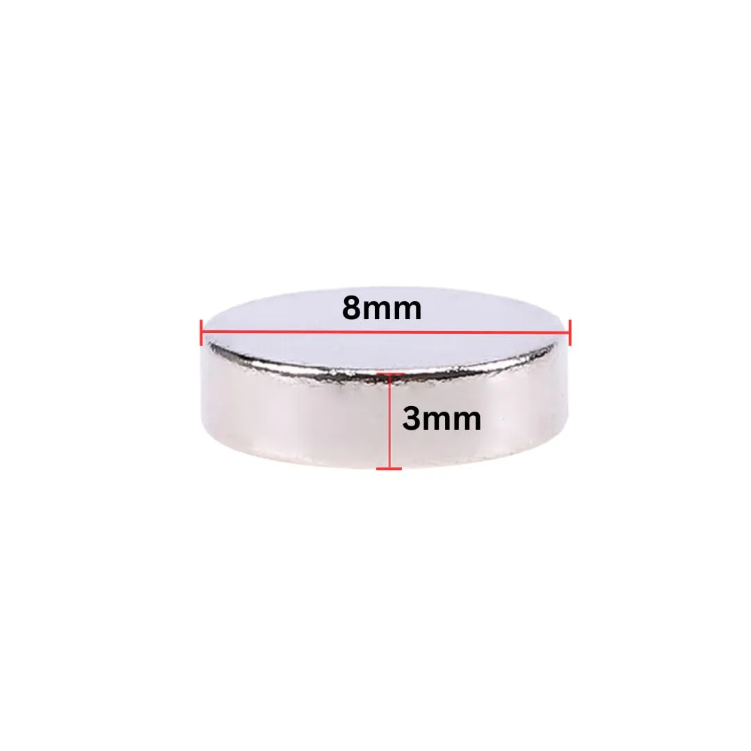JINSA 8x3mm Round Refrigerator Magnets 50pcs, Neodymium/NdFeB magnet, Chrome Finish for Office projects, Photo gallery, Arts & Crafts, Fridge magnet, School, Bags & boxes