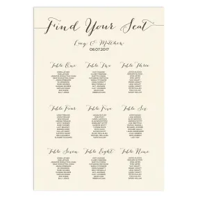 Modern Calligraphy Table Plan