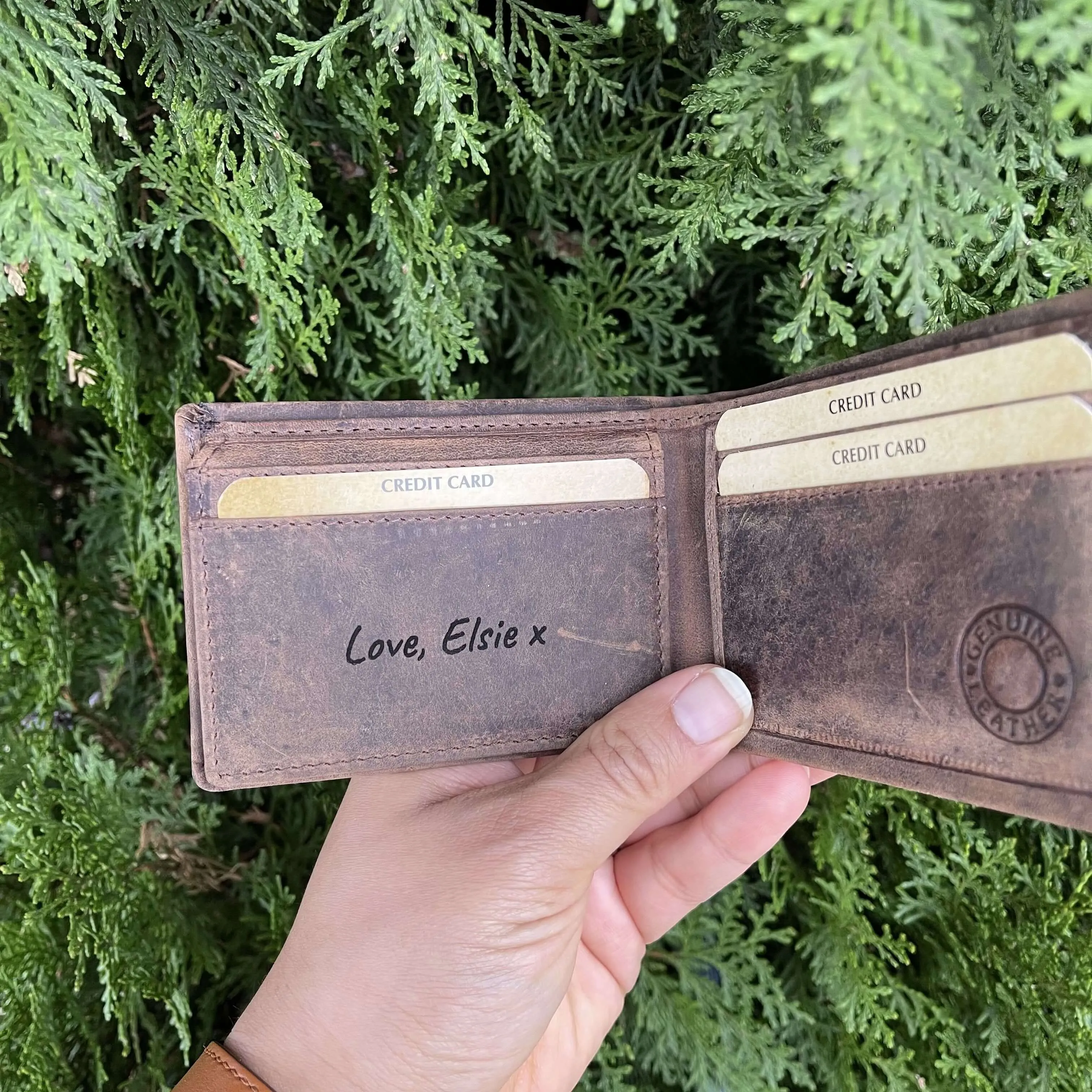 Personalised Slim Men Leather Wallet Tan - KALGHI