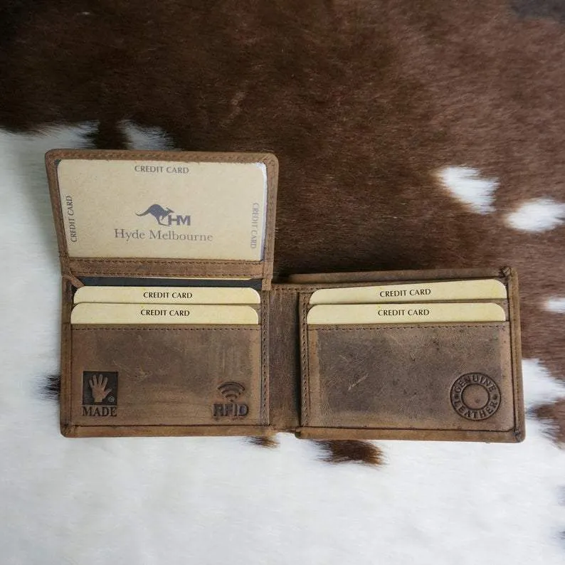 Personalised Slim Men Leather Wallet Tan - KALGHI