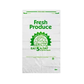 Produce Bag Clear 5-A-Day Hi- Dens 11 mic  12" x 20"