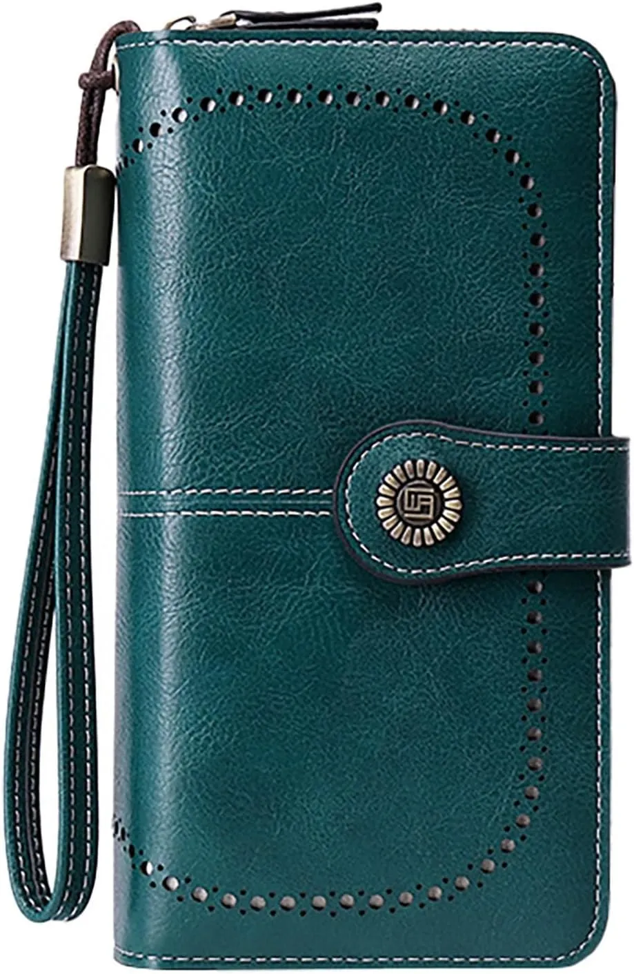 Rfid Wallet Women, Leather Wristlet Wallets, Rfid Blocking Zip Around Bifold Large Capacity Clutch Purses Credit Card Holder