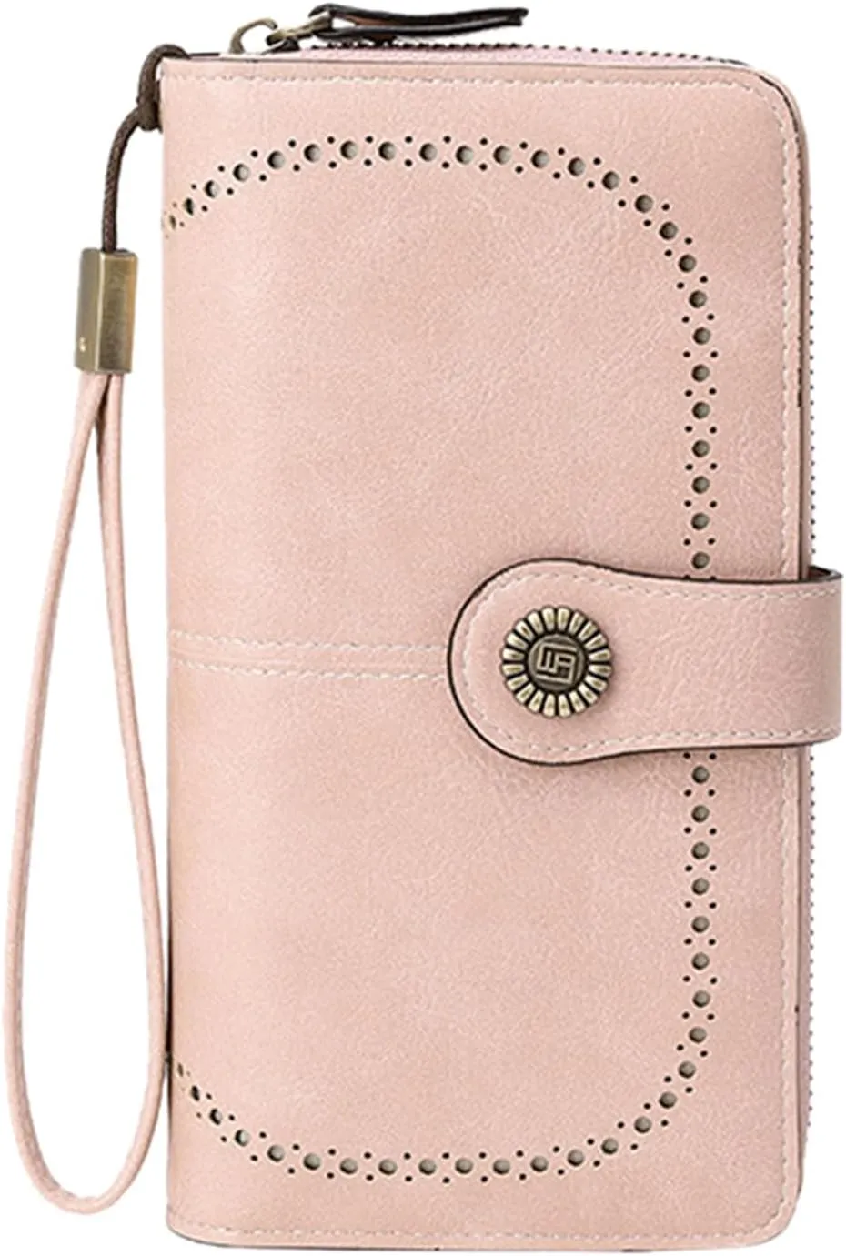 Rfid Wallet Women, Leather Wristlet Wallets, Zip Around Bifold Large Capacity Rfid Blocking Clutch Purses Credit Card Holder