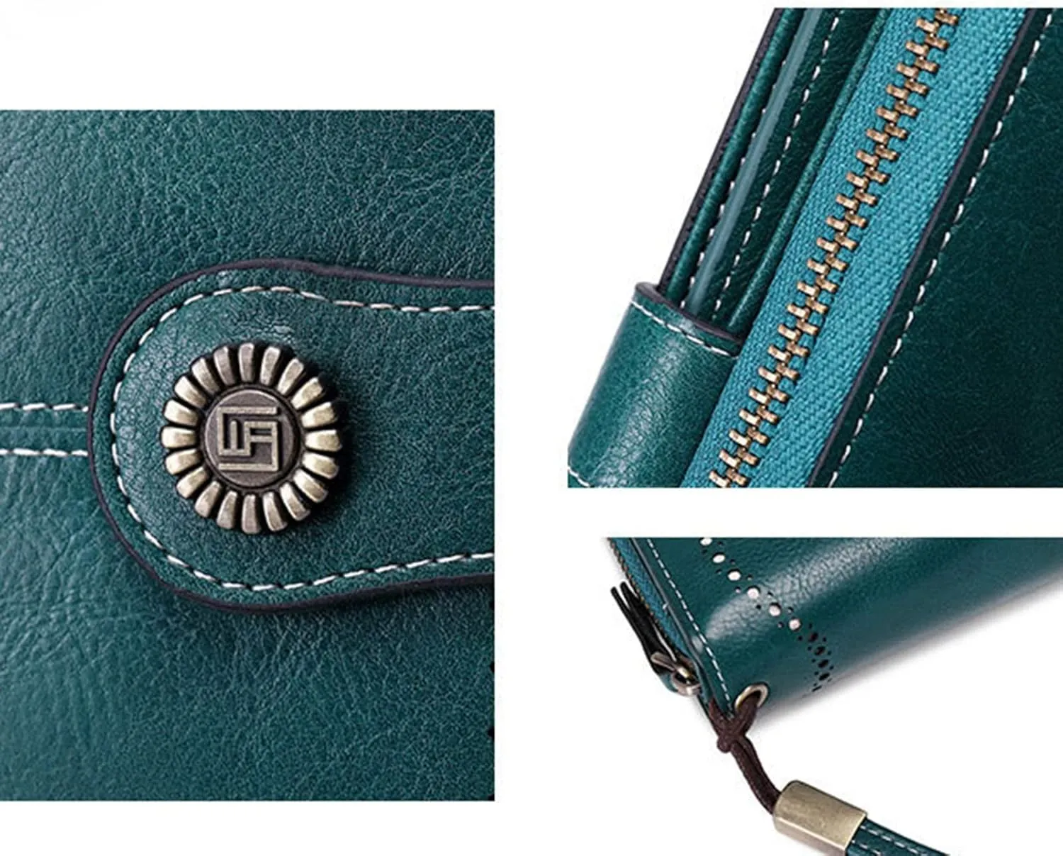 Rfid Wallet Women,2024 New Leather Wristlet Wallets for Women,Large Capacity Bifold Rfid Blocking Zip Around Clutch Purses Credit Card Holder,Travel Wallet for Women Mom Girls Ladies