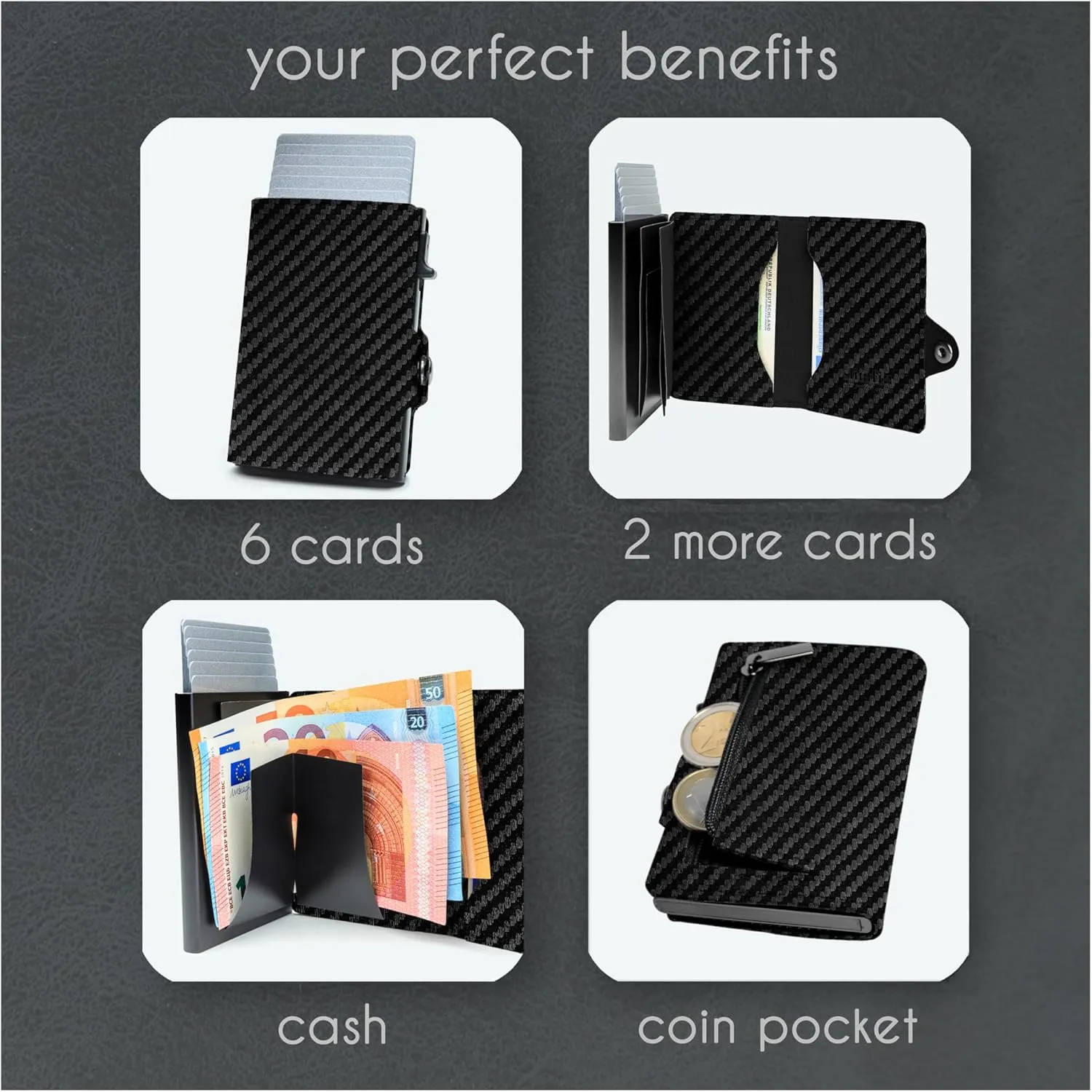 slimfin Slim Wallet with Coin Compartment - Card Holder - Men's Wallet - Wallet - Wallet - Card Holder Small/Mini with RFID Protection - Unisex