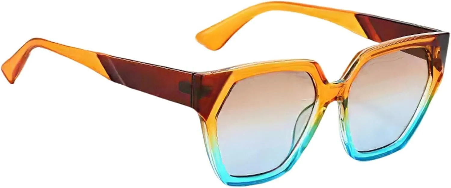 Sunglasses for Women Gradient Purple Lenses Pink Green Frame Glasses Modern