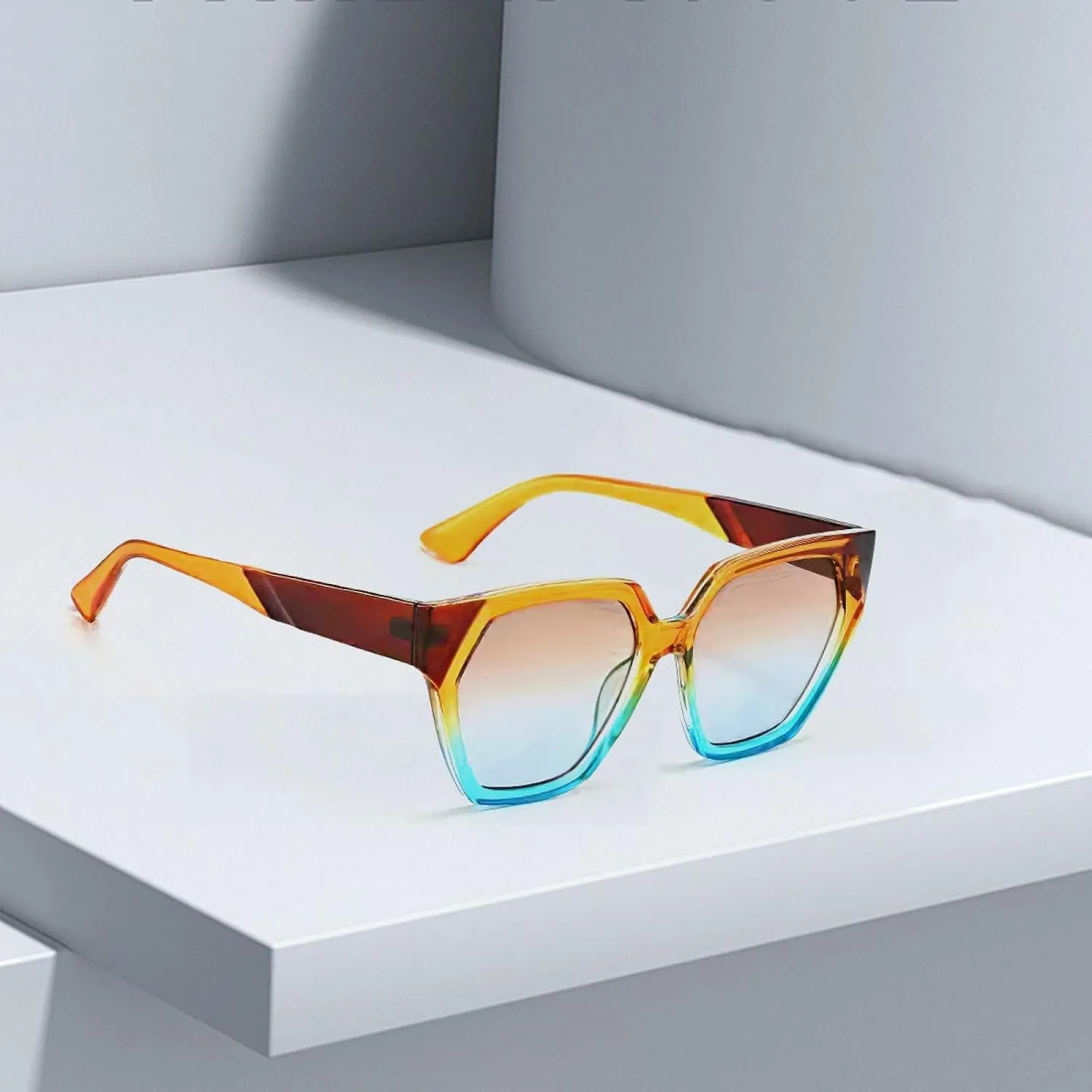 Sunglasses for Women Gradient Purple Lenses Pink Green Frame Glasses Modern
