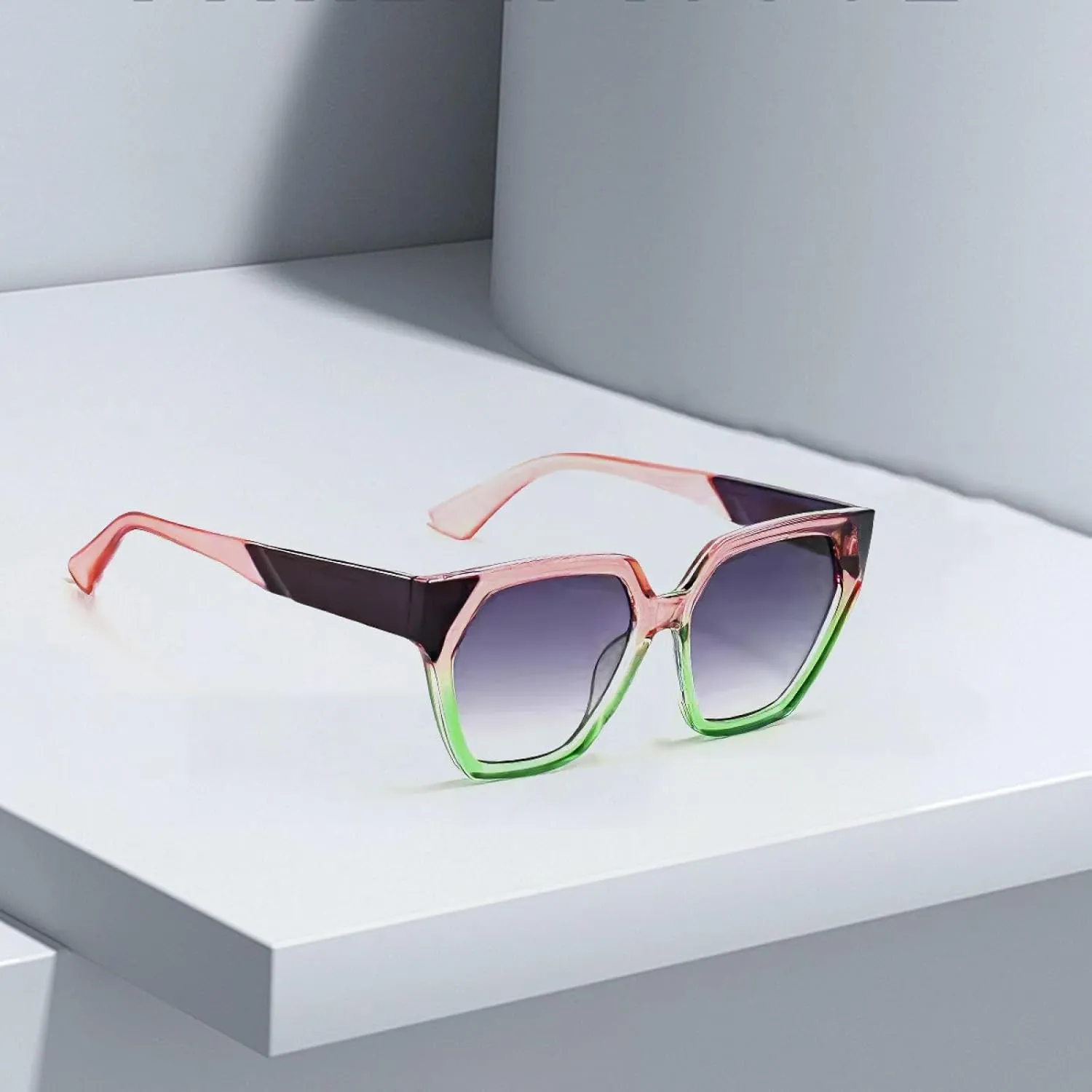 Sunglasses for Women Gradient Purple Lenses Pink Green Frame Glasses Modern