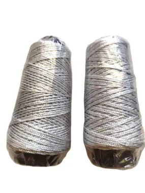 The Lovely Creations Silver Jari Knitting Yarn Crochet Yarn, Threads for Crochet Projects and Applique, Hand Bags, Making Lace Trim Set of 2