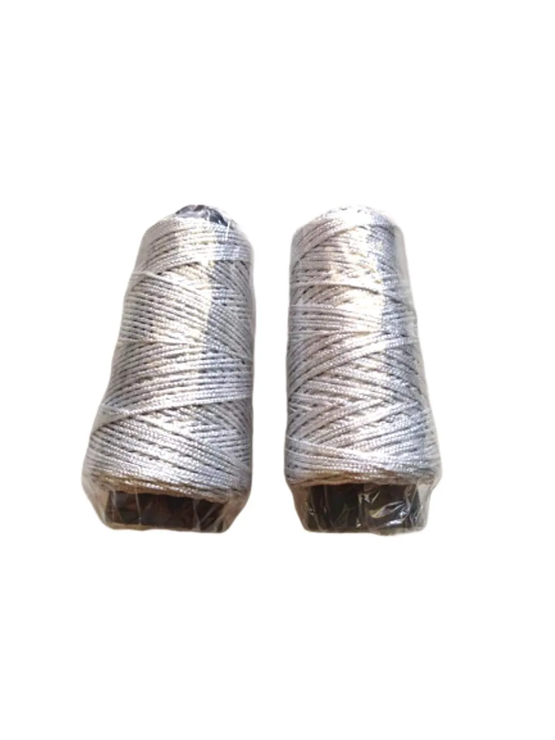 The Lovely Creations Silver Jari Knitting Yarn Crochet Yarn, Threads for Crochet Projects and Applique, Hand Bags, Making Lace Trim Set of 2