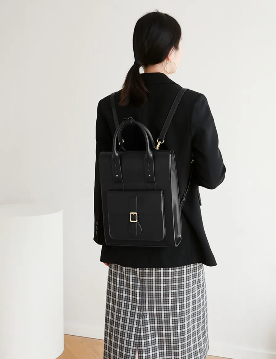 Womens Genunie Leaher Convertible Backpack Leather Laptop Briefcase Backpack